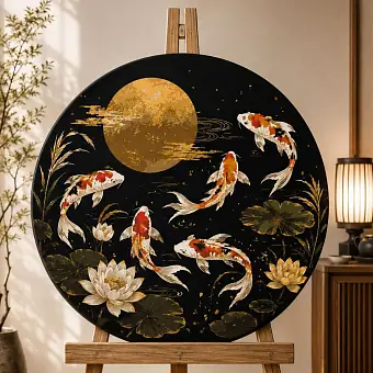 Картина за номерами Коропи коі (Ø45 см)