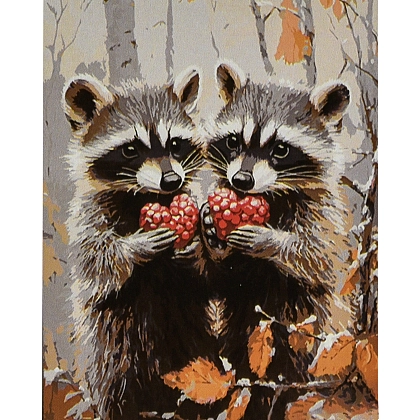 Картина по номерам Єнотики (30х40 см), бренду Strateg - KUBIX