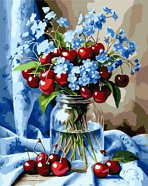 Картина по номерам Букет цветов с вишней (40х50 см)