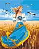 Картина по номерам Дівчина в синьо-жовтій сукні (40х50 см)