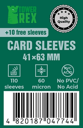 Протектори 60 micron 41*63 (Cards Sleeves 60 micron 41*63), бренду Tower Rex - KUBIX