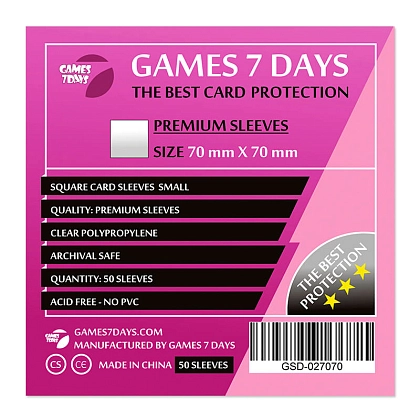 Протекторы Games7Days (70 x 70 мм) Premium Square (50 шт), бренду Games 7Days - KUBIX