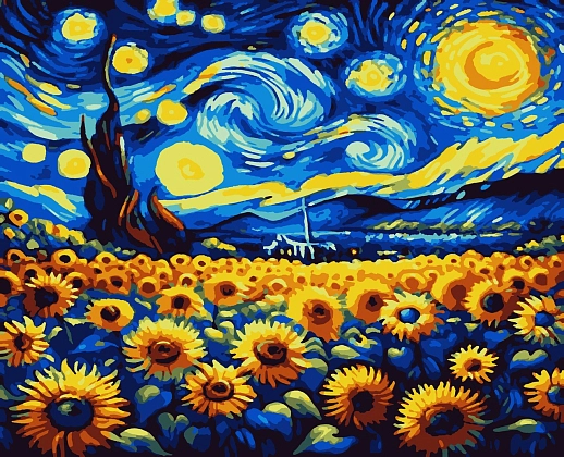 Картина по номерам Українська зоряна ніч (50х60 см), бренду Artissimo - KUBIX