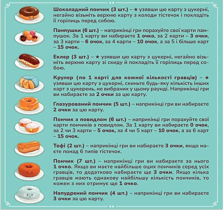 Настольная игра Пончевиль (Go Nuts For Donuts!), бренду Feelindigo, для 2-6 гравців, час гри < 30мин. - 8 - KUBIX