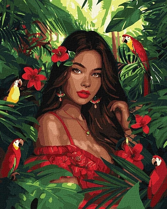 Картина по номерам Девушка в тропиках (40х50 см), бренду Идейка - KUBIX