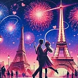 Миниатюра товара Алмазная мозаика Ночная магия Парижа (30x30 см) - 1