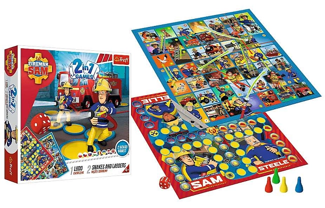 Настільна гра Пожежник Сем: Лудо + Змії і Драбини 2 в 1 (Fireman Sam: Ludo + Snakes & Ladders 2 in 1), бренду Trefl, для 2-4 гравців, час гри < 30хв. - 3 - KUBIX