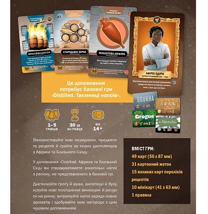 Настольная игра Distilled. Африка и Ближний Восток (Distilled. Africa and the Middle East), бренду Geekach Games, для 1-5 гравців, час гри < 30мин. - 2 - KUBIX