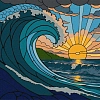 Картина по номерам Вітраж Хвиля (30х30 см)