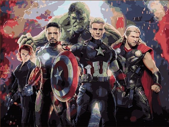 Картина по номерам Герої кіно Месники (40х50 см), бренду Origami - KUBIX