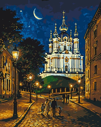 Картина по номерам Вечерний Киев (40х50 см), бренду Origami - KUBIX