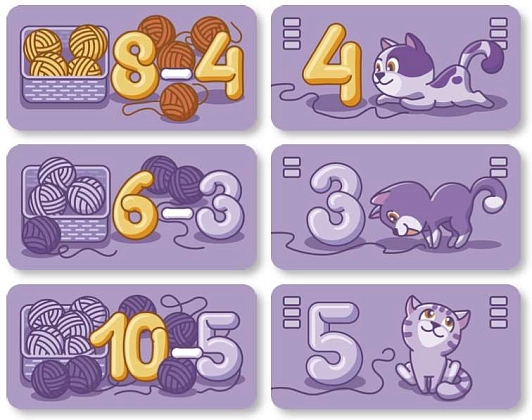 Настольная игра Мурки́тливое вычитание, бренду Мальвы, для 2-4 гравців, час гри < 30мин. - 2 - KUBIX