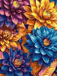 Картина по номерам - Яркие георгины (30х40 см)