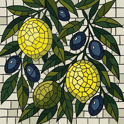 Картина по номерам Лимоны и витраж (30х30 см), бренду Идейка - KUBIX