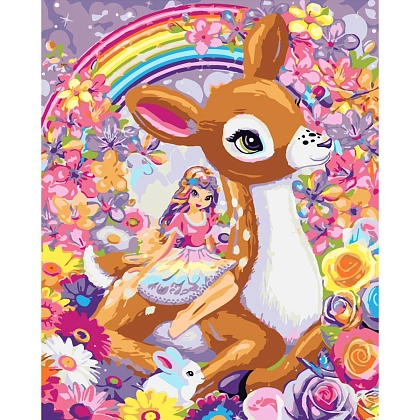 Картина по номерам Казкова фея разом з оленем (30х40 см), бренду Strateg - KUBIX