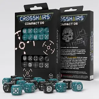 Набор кубиков Crosshairs Compact D6: Stormy & Black Dice Set - KUBIX Набор кубиков Crosshairs Compact D6: Stormy & Black Dice Set