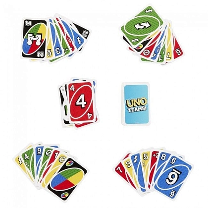 Настільна гра UNO Teams (Уно Команди), бренду Mattel, для 4-8 гравців, час гри < 30хв. - 4 - KUBIX