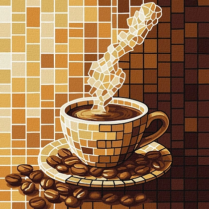 Картина по номерам Кава та вітраж (30х30 см), бренду Ідейка - KUBIX