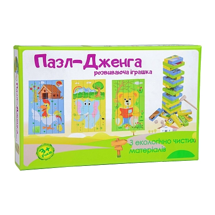 Настільна гра Пазл-Дженга, бренду Strateg, для 2-4 гравців, час гри < 30хв. - KUBIX
