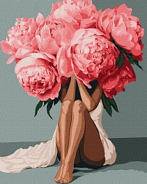 Картина по номерам Дівчина в рожевих квітах (40х50 см)