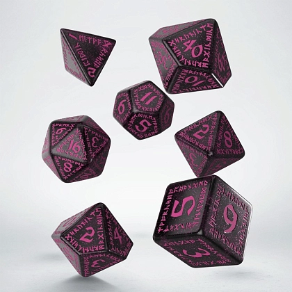 Набір кубиків Runic Shimmering black with magenta Dice Set, бренду Q-Workshop - 2 - KUBIX