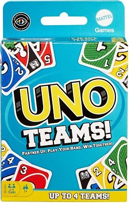 Настільна гра UNO Teams (Уно Команди), бренду Mattel, для 4-8 гравців, час гри < 30хв. - KUBIX