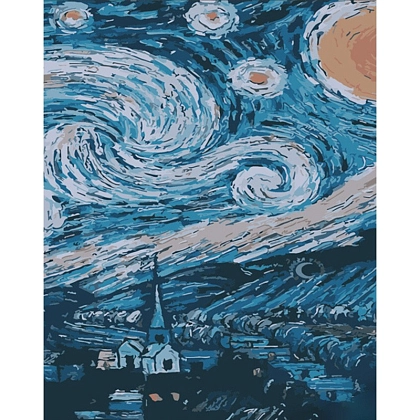 Картина по номерам «Звездная ночь» Ван Гога (40х50 см), бренду Strateg - KUBIX
