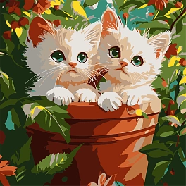 Картина по номерам Объятия котиков (30х30 см)