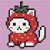 Алмазная мозаика Котик и клубника (10х10 см)