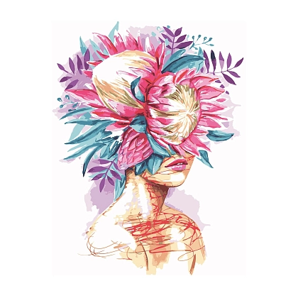 Картина по номерам Девушка с букетом (40х50 см), бренду Strateg - KUBIX