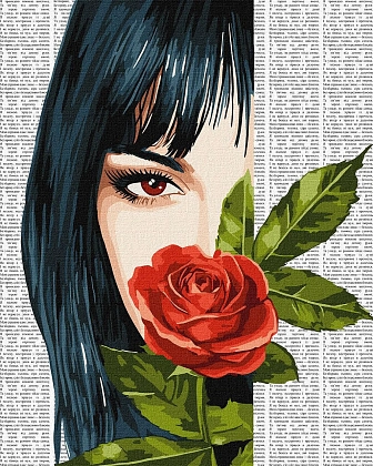 Картина по номерам Девушка с розой (40х50 см), бренду Идейка - KUBIX