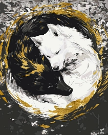 Картина по номерам Животные Пара волков (инь-янь) (40х50 см)