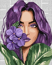 Картина по номерам Дівчина з фіалкою (40х50 см)