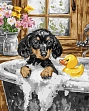 Миниатюра товара Картина по номерам Щенок с уточкой (40х50 см) - 1