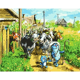 Картина по номерам Веселі пастушки (40х50 см)