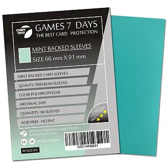 Протекторы Games7Days (66 х 91 мм / 63.5x88 мм) Mint Premium MTG (80 шт)