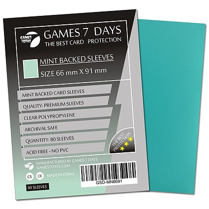 Протекторы Games7Days (66 х 91 мм / 63.5x88 мм) Mint Premium MTG (80 шт), бренду Games 7Days - KUBIX