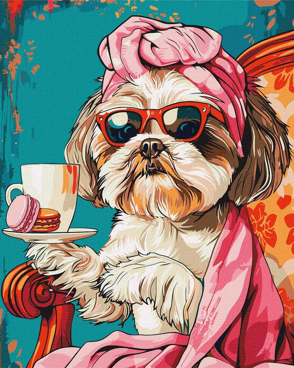 Картина по номерам Стильная собака ши-тцу (40х50 см), бренду Идейка - KUBIX