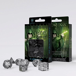 Набор кубиков Elvish Translucent & black Dice Set (7 шт.)