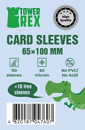Протектори 60 micron 65*100 (Cards Sleeves 60 micron 65*100), бренду Tower Rex - KUBIX