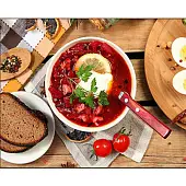 Миниатюра товара Алмазная мозаика Вкусный борщ (30х40 см) - 1