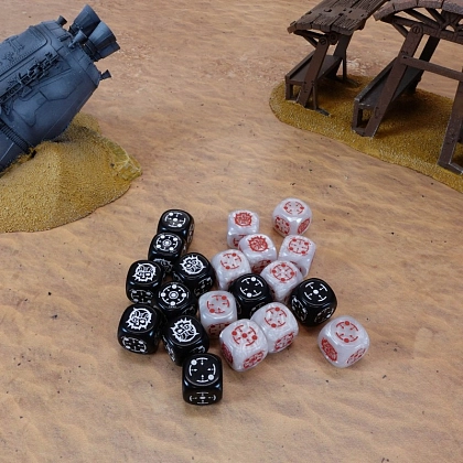 Набір кубиків Crosshairs Compact D6: Black & Pearl Dice Set, бренду Q-Workshop - 4 - KUBIX