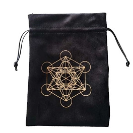 Мешочек черный с принтом Метатрон 12,5х18 см (Велюровый)