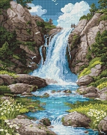 Алмазна мозаїка Гірський водоспад (40х50 см)