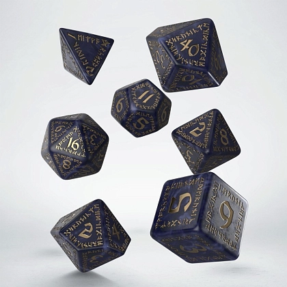 Набір кубиків Runic Mixed-blue & gold Dice Set, бренду Q-Workshop - 2 - KUBIX