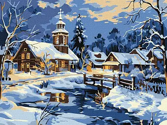 Картина по номерам Зимове містечко (30х40 см)