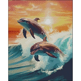 Алмазна мозаїка Танок дельфінів (40х50 см)