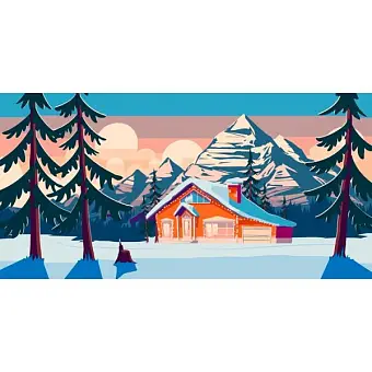 Картина по номерам Хатинка в горах (40х80 см)