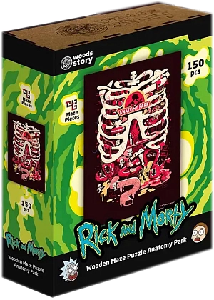 Деревʼяний пазл-лабіринт Rick & Morty Anatomy Park XL, бренду Woods story - KUBIX
