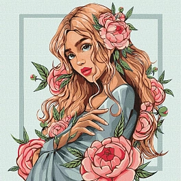 Картина по номерам Дівчина у квітах (40х40 см)